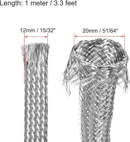 uxcell 3.3Ft - 15/32 Inch 304 Stainless Steel Sleeving Expandable Hose Cover
