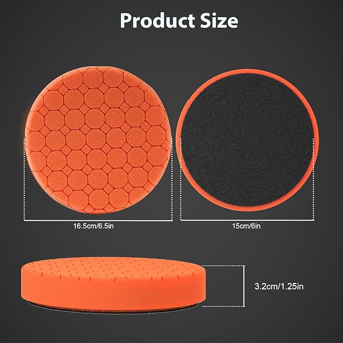 Buffing Polishing Pads, 5Pack 6.5 Inch Face for 6 Inch Backing Plate Compound Buffing Sponge Pads Cutting Polishing Pad Kit for Car Buffer Polisher, Polishing and Waxing