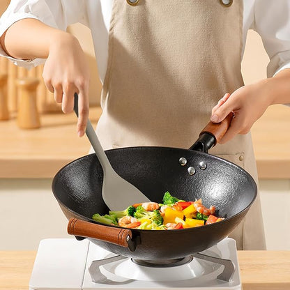 Silicone Kitchen Cooking Utensils Set: MOACC Heat Resistant 13inch Long Kitchen Gadgets, BPA Free Non Stick Rubber Cook Accessories For Food Prep, Frying, Serving, Basting (Light Grey)