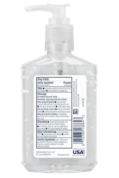 Germ-X Original Hand Sanitizer, Non-Drying Moisturizing Gel with Vitamin E, Instant and No Rinse Formula, Back to School Supplies College, 8 Fl Oz Pump Bottle (Pack of 12)