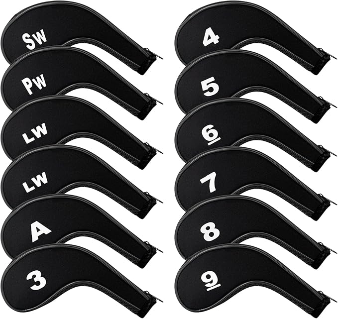 Golf 12pcs Thick Synthetic Golf Iron Head Covers Set Headcover Fit All Brands Callaway Ping Taylormade Cobra Etc. Also Custom Name