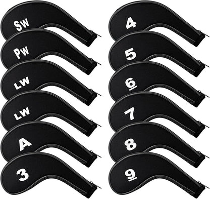 Golf 12pcs Thick Synthetic Golf Iron Head Covers Set Headcover Fit All Brands Callaway Ping Taylormade Cobra Etc. Also Custom Name