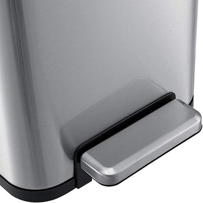 Global Industrial 12 Gallon Stainless Steel Slim Trash Can, Rectangular Butterfly Step-On