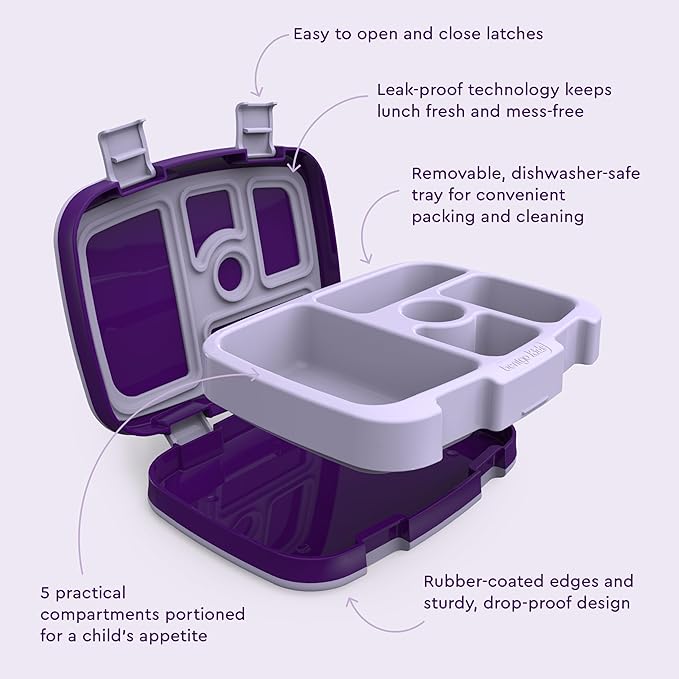 Bentgo Kids Prints Leak-Proof, 5-Compartment Bento-Style Kids Lunch Box - Ideal Portion Sizes for Ages 3-7, Durable, Drop-Proof, Dishwasher Safe, & PFAS & BPA-Free Materials (Unicorn)