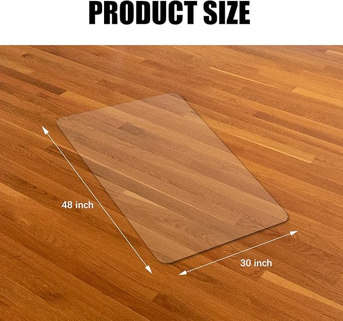 Kuyal Clear Chair Mat, Hard Floor Use, 48" x 30" Transparent Office Home Floor Protector mat Chairmats (30" X 48" Rectangle)