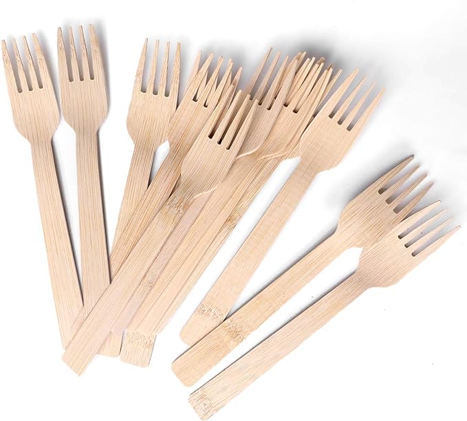 Bamboo Utensils Disposable- 200PK 6.7" Bamboo Forks Disposable 100% Compostable Biodegradable Renewable Natural Cutlery Fork for Travel/Camping/Wedding/Party