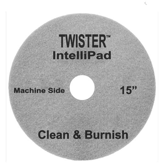Diversey DD800350 TASKI Twister Intellipad Diamond Coated Floor Machine Cleaning Pad, Made in USA, Burnish to High Super Gloss Finish, Grey/Brown, 15-inch (Pack of 2)