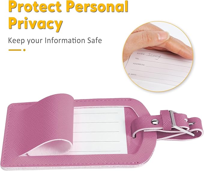 3 Pack Luggage Tags for Suitcases, TSA Approved Bag Tags, Baggage Tags with Privacy Protection, Travel Essentials Luggage Accessories, Purple