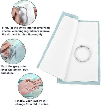SEVENWELL Silver Polishing Cloth, Jewelry Cleaner Cloth for Sterling Silver Jewelry, Gold, Platinum, Silverware, Diamonds, Gemstones, Coins (Turquoise)