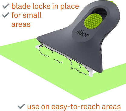 Slice 10590 Small Scraper, Ceramic Blade, Lasts 11x Longer Than Metal, Finger Friendly, Comfortable to Use, No Strain on Thumb or Hand, Auto-Retractable, Compact Size, Left or Right Hand