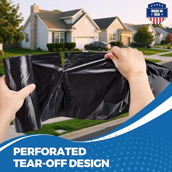 Fuxury 55-60 Gallon Heavy Duty Trash Bags, 100 Count Black Garbage Bags, 23 Mic Thick, 38x58 in, Star-Seal Bottom, Plastic Bags Ideal for Home, Yard & Commercial Use, Made in USA