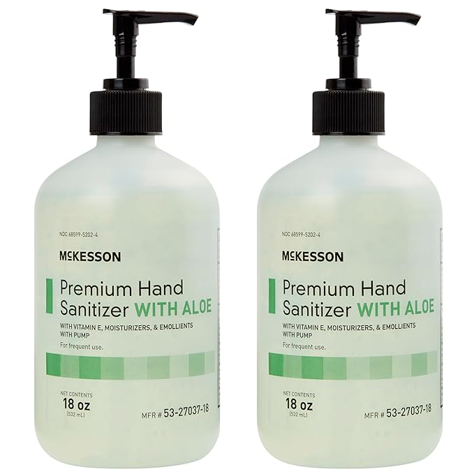 McKesson Hand Sanitizer with Aloe, 18 oz Pump Bottle [Pack of 2] – 70% Ethyl Alcohol, Spring Water Scent, No-Rinse Gel with Vitamin E and Moisturizers, Medical-Grade Sanitizer