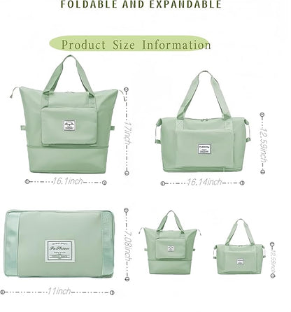 Large Capacity Foldable Travel Bag, Expandable lightweight Carry on Bag, Dry with Wet Separation Spor Duffel Bags