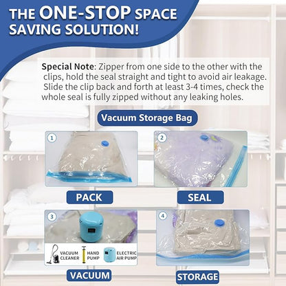 Vacuum Storage Bags, 10 Large Space Saver Bags Compression for Comforters, Bedding and Blankets, Vacuum Sealed Bags Clothes Storage Travel Essentials