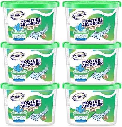 NATRUTH Moisture Absorber boxes, Unscented 500ml(6 PACKS)*10.5OZ Closet Dehumidifier, Eradicate Odor Moisture Absorbers Bucket,Dehumidifier for Closet,Bathrooms, Kitchen & Study, Boats,RVs (Green)