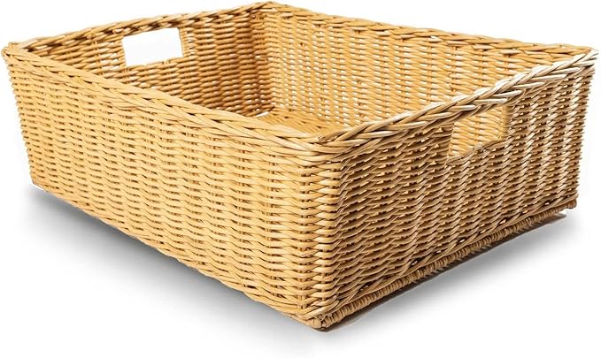 The Basket Lady Under The Bed/Basic Wicker Storage Basket, Extra Large, 25 in L x 19.5 in W x 8 in H, Sandstone