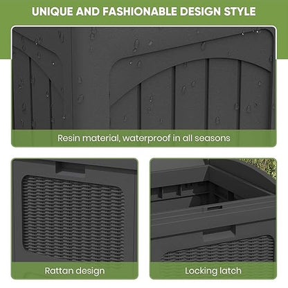 Patiowell 36 Gallon Outdoor Trash Can, Resin Outdoor Garbage Can with Lid for Patio, Backyard, Deck, Black (2 Pack