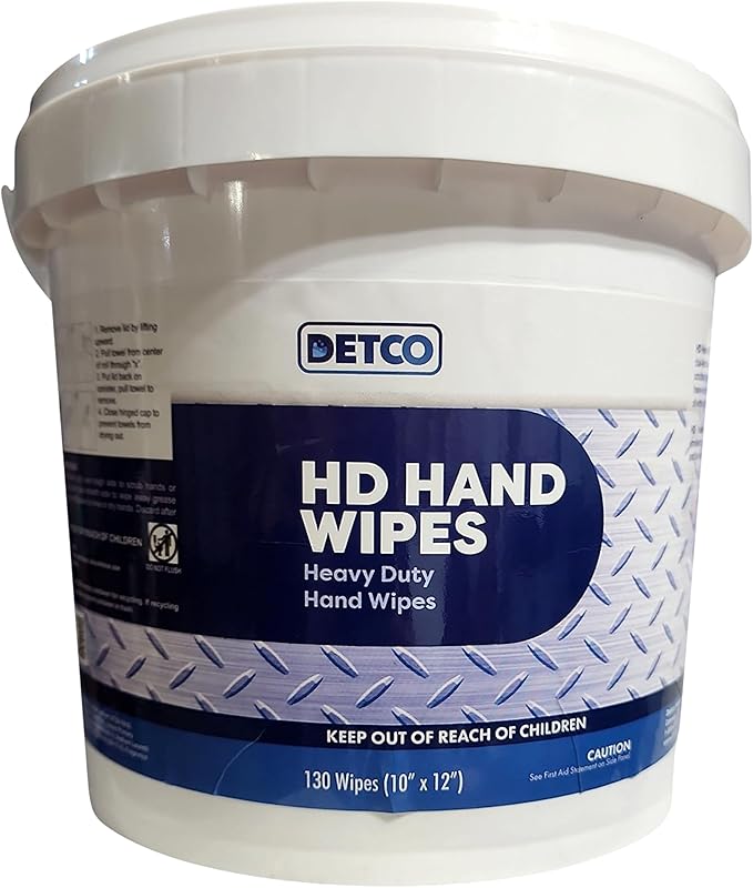 HD Hand & Tool Wipes – Heavy Duty Dual Purpose Cloths for Hands, Tools, & Surface Cleaning – Disposable Waterless Cleaner Towels with Scrubbing Side – 130 Count Tub