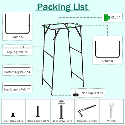 Foldable Trash Bag Holder Stand, Garden Garbage Bag Holder Frame Holds 30-55 Gallon Bags, Portable Leaf Bag Stand for Outdoor Yard Camping Garden Lawn Party Supplies