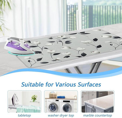 Ironing Mat Portable Ironing Pad Ironing Blanket for Table Top Heat Resistance Double-Side Using Travel Large 47.2 x 27.6 Inch Foldable Lightweight Light Grey Tulips