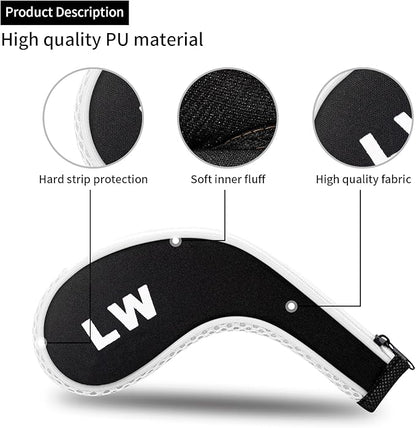 Golf 12pcs Thick Synthetic Golf Iron Head Covers Set Headcover Fit All Brands Callaway Ping Taylormade Cobra Etc. Also Custom Name