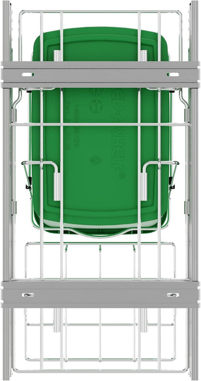 Rev-A-Shelf Pullout Trash Can for Kitchen Cabinets 35 Qt Garbage Waste Recycling Bin with Full Extension Slides, Green, RV-12KD-19C-S