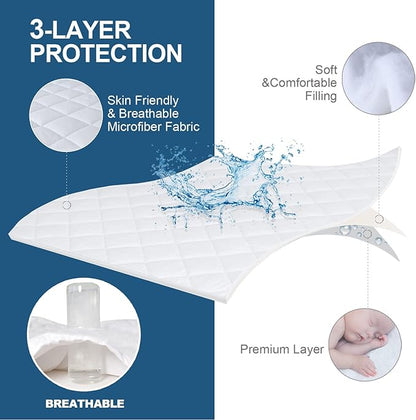 RV Short Queen Mattress Topper Pad Protector Waterproof, Absorbent 60" x 75" Mattress Pads Quilted Fitted Mattress Protector, Short Queen Mattress Cover for RV Queen Bed, Deep Pocket fit up to 18 Inch
