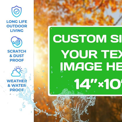 Personalized Aluminum Weatherproof Metal Signs - Multiple Sizes, Custom Text & Picture, Hazard, Garden, Custom Door Signs
