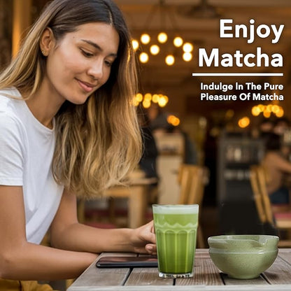 Matcha Whisk Set, Perfect Matcha Kit for Matcha Lovers Includes Ceramic Bowl, Bamboo Whisk, Holder, Scoop, Sifter & Cloth - 7 Pcs Matcha Kit
