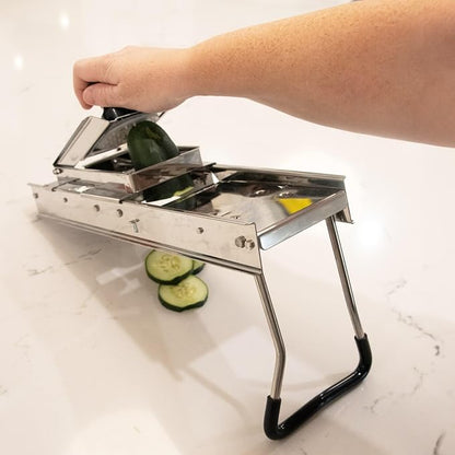 Lehman's Foldable Mandoline Veggie Slicer, Interchangeable Blades for All-In-One Vegetable Slicing, Easy to Clean, Store Flat