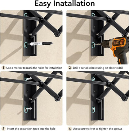 APEXCHASER Clothes Drying Rack Wall Mount, Laundry Drying Rack, Accordion Collapsible Clothes Airer, Towel Racks for Bathroom Balcony Laundry Room Wall Mounted, Drying Rack for Clothing, Black