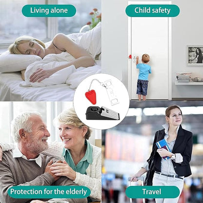 Portable Door Lock & Door Stop Alarm Set, Dual Protection Home Security Door Kit, Travel Hotel Lock Devices Pocket Self Defensey Tools for Traveling Hotel Home Apartment,Red