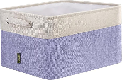 BALEINE 1 Pack Fabric Storage Bins for Shelves, Linen Storage Baskets for Organizing, Decorative Closet Bins for Clothes, Home (Lavender, 15''x11''x9.5'')