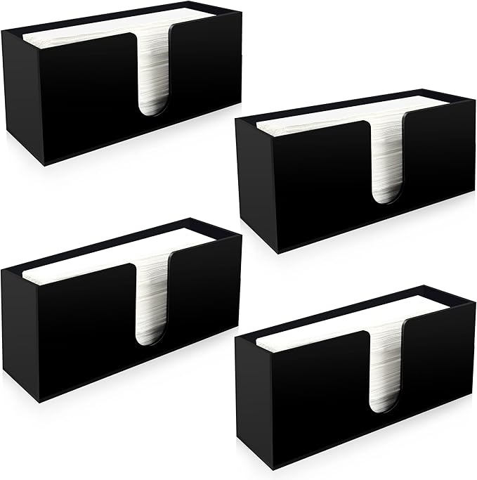 Paper Towel Holder for Countertop,Black Acrylic Napkin Dispenser-Multifold/C-Fold/Z-Fold Trifold Paper Towel Dispenser for Bathroom Kitchen Restaurant Toilet - Durable 5mm Thick(4)