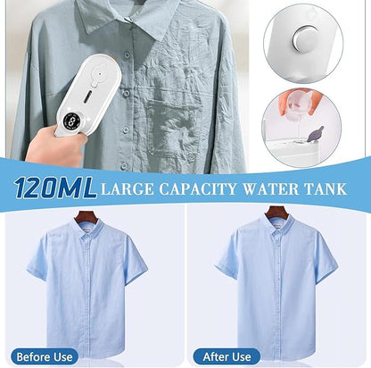 Travel Steamer for Clothes Portable Mini, 8 Steam & Iron Modes Iron Steamer, 2 in 1 Portable Steamer Support Dry&Wet Ironing, 15S Heating, 180° Rotatable Travel Steam Iron