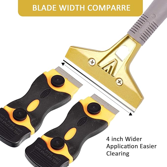 Razor Blade Scraper,Floor Scraper Tool with 30PCS Extra Blades,Paint Scraper Ideal for Cleaning Stove Top,Windows,Glass,Tiles,Wall,Labels.(4 in,Metal)