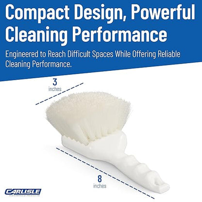 SPARTA 3662000 Flo-Pac Plastic Handle Utility Scrub Brush, Nylon Bristles, 2" Bristle Trim, 8" Length, White (Pack of 12)