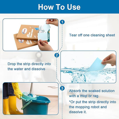 Eco Floor Cleaner Sheets, 60Pcs(Up to 120Load) Plastic Free Hardwood Cleaning Sheets Household Cleaner for Mopping, Safe for Pets & Kids