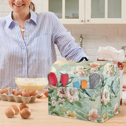 Stand Mixer Cover Dust Covers for 4.5qt-5qt Stand Mixer Hummingbird with Flower Mixer Cover Protector Compatible with 6-8 Quart Kitchen Aid Mixer