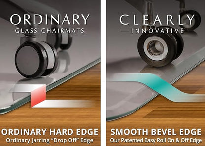 Glass Chair Mat with Exclusive Beveled Edge by Clearly Innovative 1/4” Thick Ultra-Clear Glass, Protect Your Home or Office Floor, Hardwood or Carpet (STARPHIRE, 36" by 46")