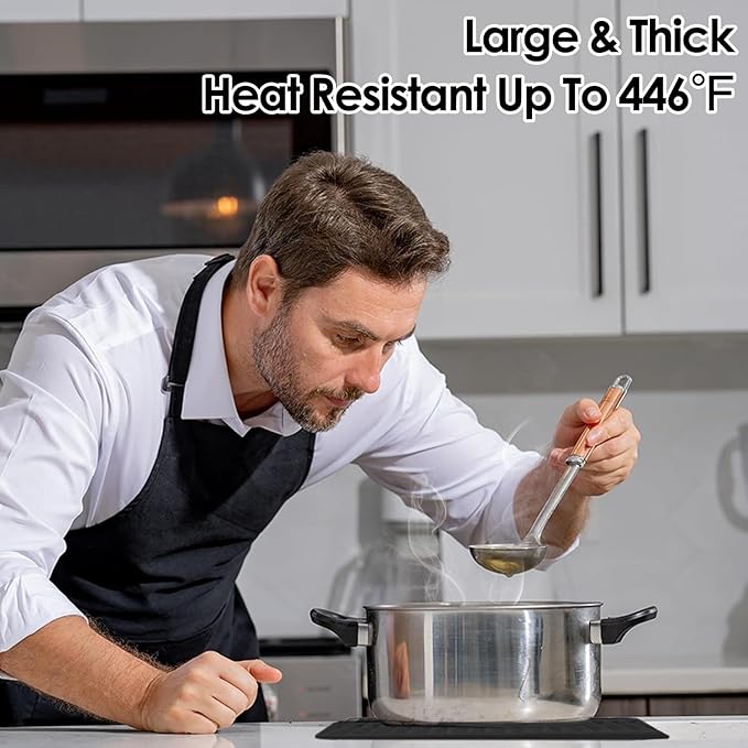2 Pcs Silicone Trivets Black 16'' X 12'' Nonslip and Heat Resistant Hot Pads Trivets for Hot Pots and Pans Hot Pads for Kitchen(Black)
