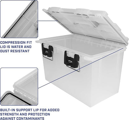 Sheffield 12767 XL Storage Bins With Lids, 4-Pack Stackable Storage Bins, Made in USA, Lockable and Water-Resistant Containers with Lids, Plastic Containers for Home, Classroom, and Dorm