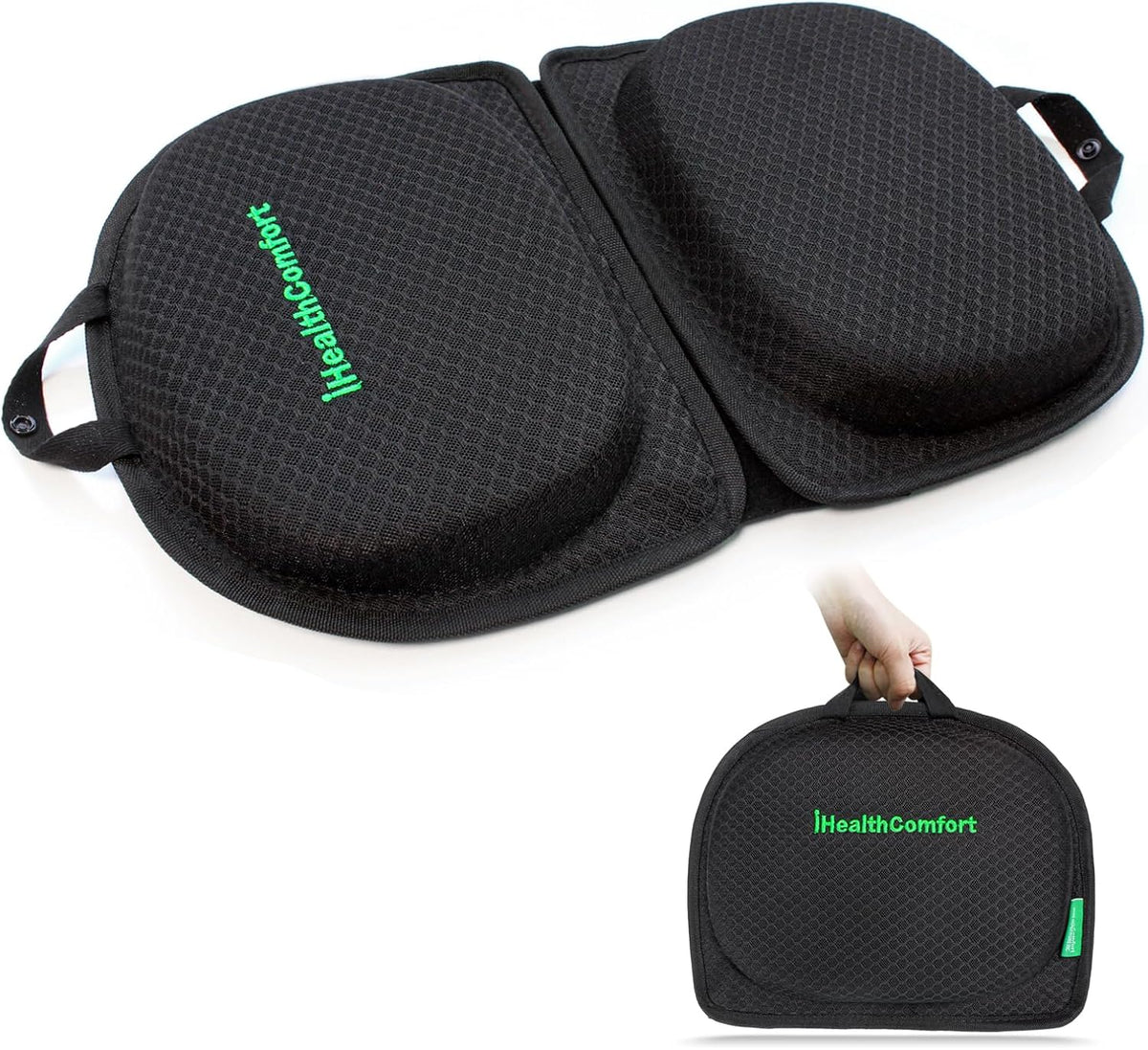Small Travel Seat Cushion,Gel Memory Foam Seat Cushion,Supportive Butt Pillow,Portable and Foldable for Long Sitting Hours on Stadium Airplane Car Seat