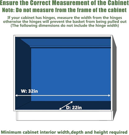 LOVMOR Pull Out Cabinet Organizer 28½" W x 21½" D, Kitchen Cabinet Pull Out Shelves Slide Out Storage