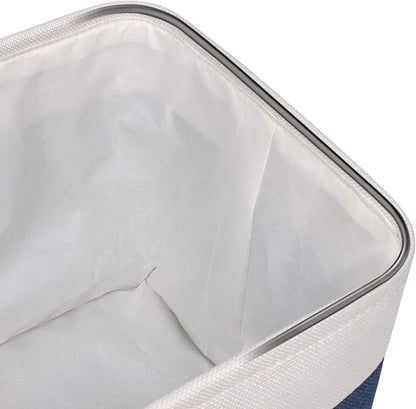 Univivi 4PC Large Storage Baskets Foldable Fabric Storage Bins for Closet Shelf for Organizing Blue Storage Baskets with Handles|Hard Bottom (15”X10.5”X9.5”)