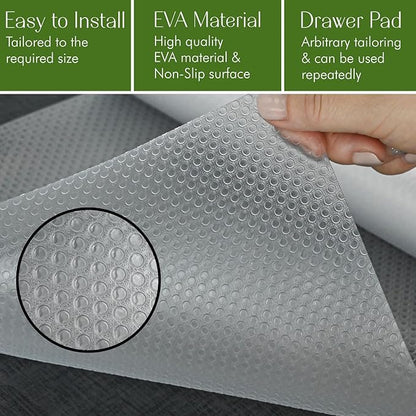 EVALAND 17.7" x 33 FT Non-Slip Shelf Liner, Non-Adhesive, BPA-Free, Waterproof Pantry Liner for Shelves, Easy to Cut, Oil-Proof Shelf Liners for Kitchen, Cabinets, Drawers, Refrigerator, Clear