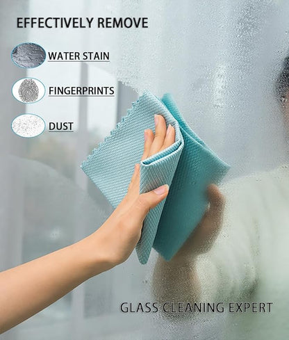Streak Free Fish Scale Microfiber Cleaning Cloth Window,Car,Mirror,Screen,Windshield, Lint-Free Dish Glass Drying Polishing Kitchen Towels, 8 pcs Mixed Colors (Pink, Blue, Grey), 11.8'' x 15.7''