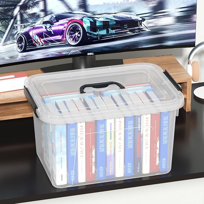 18 L Clear Latch Storage Bins with Handle, 4 Pack Plastic Storage Box with Lids