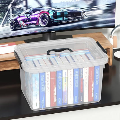 18 L Clear Latch Storage Bins with Handle, 4 Pack Plastic Storage Box with Lids