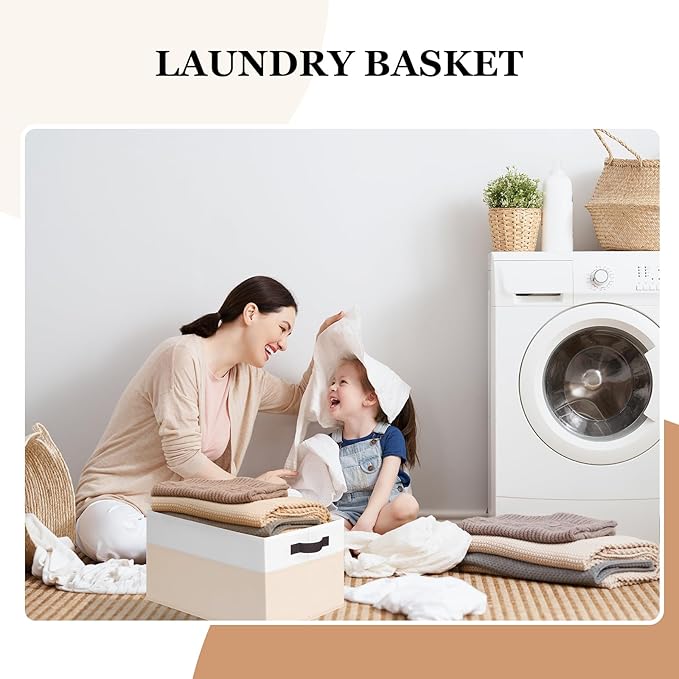 Criusia 8 Pack Large Storage Basket, Fabric Blanket Basket Living Room, Toy Organizers and Storage with Handles for Kids, Laundry Basket for Clothes Towel, Yarn and Craft Storage Bins (14L*10W*9.5H)